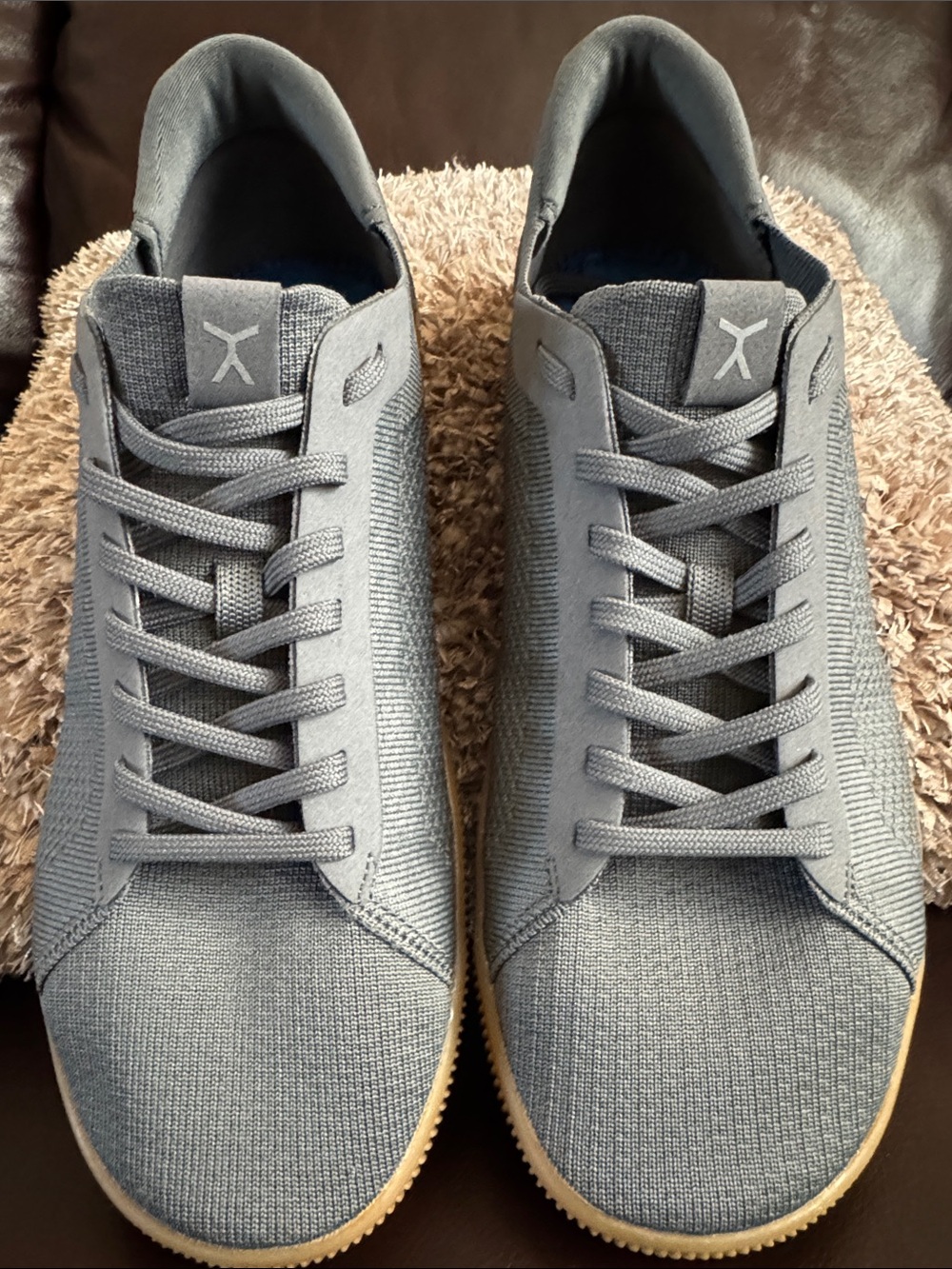 Men's Grey Knit Sneakers with Gum Outsole